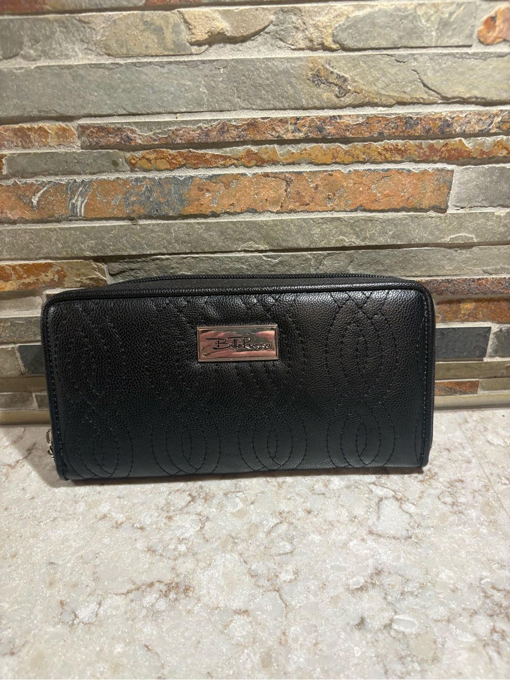 Bella Russo Black Quilted Zip Wallet